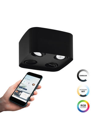 connect.z Caminales-Z Smart Plafondlamp - GU10 - 24 cm - Zwart - Instelbaar RGB & wit licht - Dimbaar - Zigbee  