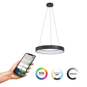 connect.z Marghera-Z Smart Hanglamp - Ø 60 cm - Zwart/Wit - Instelbaar RGB & wit licht - Dimbaar - Zigbee