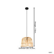 thumbnail: EGLO Glyneath Hanglamp - E27 - Ø 37,5 cm - Zwart/Hout