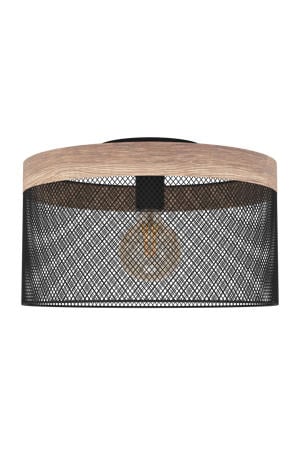 Kilnsdale Plafondlamp - E27 - Ø 38 cm - Staal/Hout - Zwart/Bruin