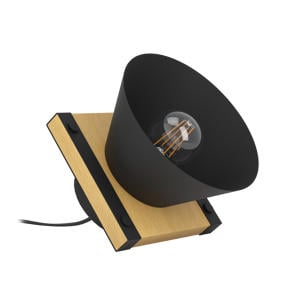 Maccles Tafellamp - E27 - 15 cm - Zwart/Bruin - Staal/Hout