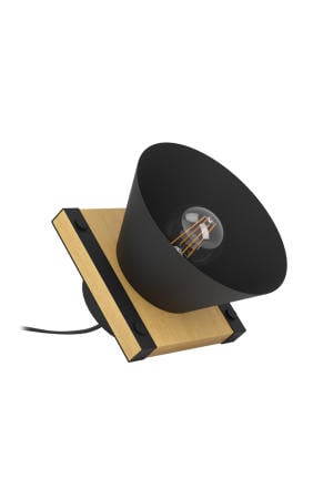 Maccles Tafellamp - E27 - 15 cm - Zwart/Bruin - Staal/Hout