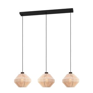 Midsumer Hanglamp - 3 x E27 - 92 cm - Zwart/Crème - Textiel
