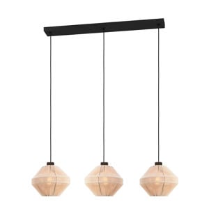 Midsumer Hanglamp - 3 x E27 - 92 cm - Zwart/Crème - Textiel