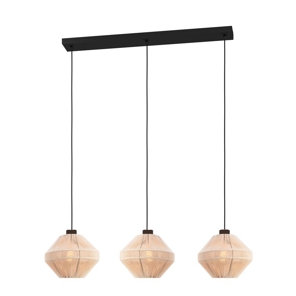 EGLO Midsumer Hanglamp - 3 x E27 - 92 cm - Zwart|Crème - Textiel