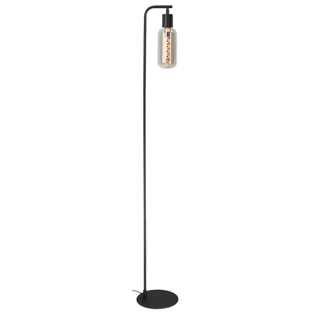 EGLO Majone Vloerlamp - E27 - 151 cm - Zwart/Grijs - Smoke Glas - Rookglas