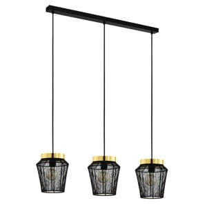 Escandidos Hanglamp - E27 - 92 cm - Zwart/Geelkoper/Goud