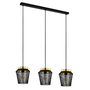 Escandidos Hanglamp - E27 - 92 cm - Zwart/Geelkoper/Goud  