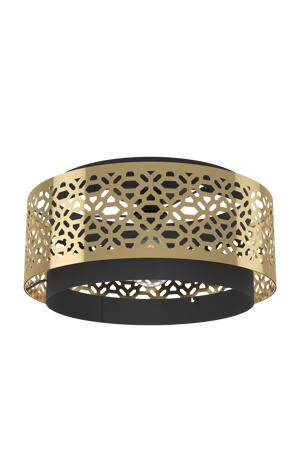 Sandbach Plafondlamp - E27 - Ø 42 cm - Zwart/Goud - Staal - Japandi
