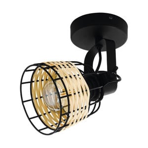 Anwick 1 Spot - E27 - 14 cm - Zwart/Rotan