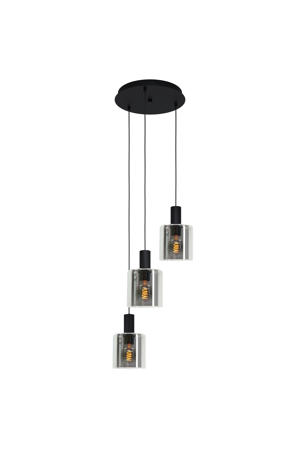 Gorosiba - Hanglamp - E27 - Ø 41 cm - rookglas - Zwart  