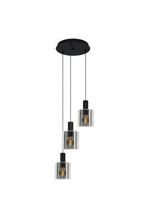 Gorosiba - Hanglamp - E27 - Ø 41 cm - rookglas - Zwart