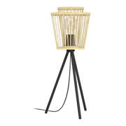 thumbnail: EGLO Hykeham Tafellamp - E27 - 57 cm - Driepoot - Staal/Bamboe - Zwart/Bruin