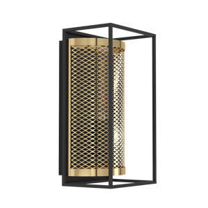 Nohales Wandlamp - E27 - 32 cm - Zwart/Goud - Staal