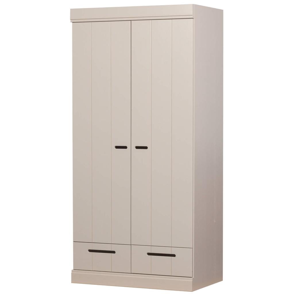 WOOOD Connect Kledingkast 2-Deurs met Lade- Grenen - Zwart - 195x94x53