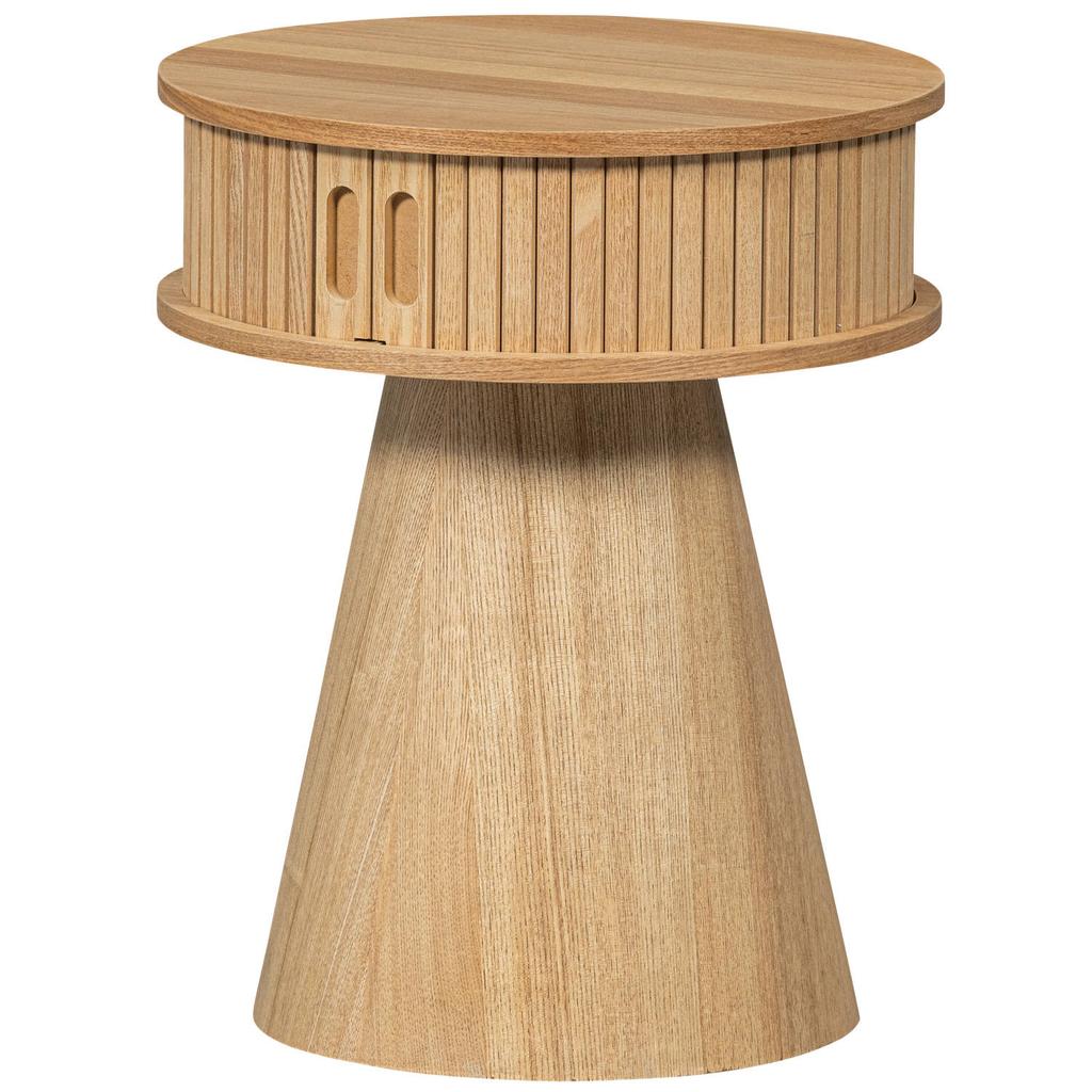WOOOD WOOOD Karri Nachtkastje Rond - Hout - Naturel - 46x38x38