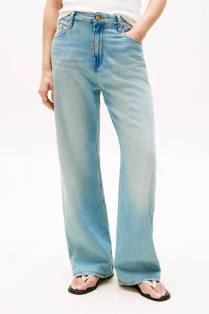 wide leg jeans light blue denim