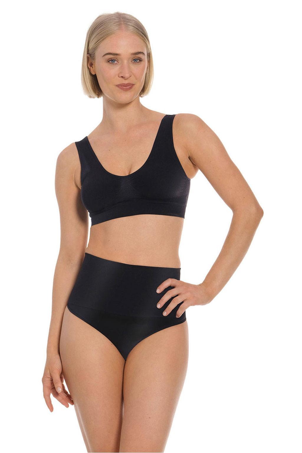 MAGIC Bodyfashion seamless high waist corrigerende string Shimmer zwart