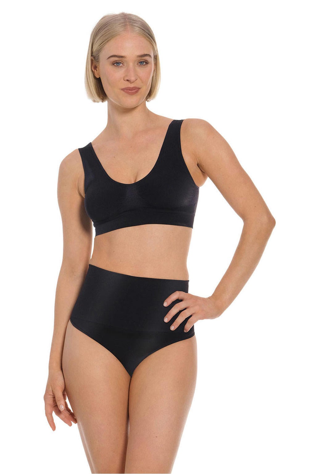 MAGIC Bodyfashion seamless high waist corrigerende string Shimmer zwart