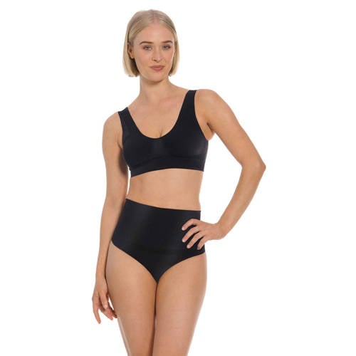 MAGIC Bodyfashion seamless high waist corrigerende string Shimmer zwart afbeelding