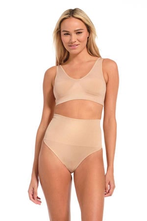 seamless high waist corrigerende string Shimmer beige