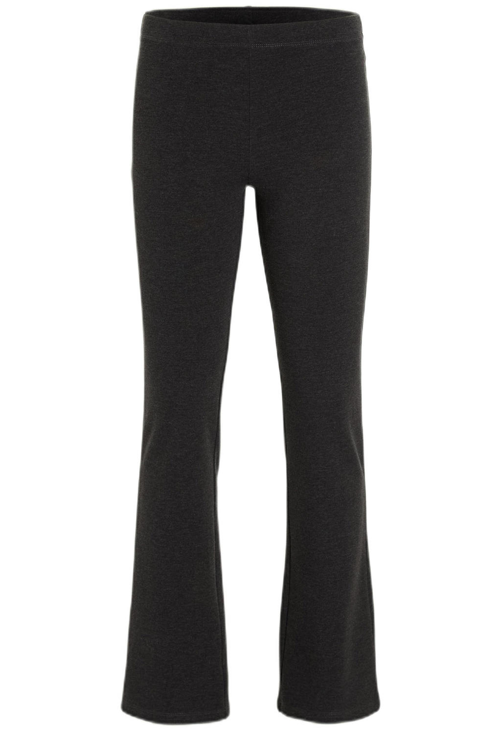 Grijs melange meisjes Anytime flared fleece legging melange van katoen met elastische tailleband