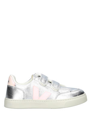 SMALL V-12  leren sneakers zilver