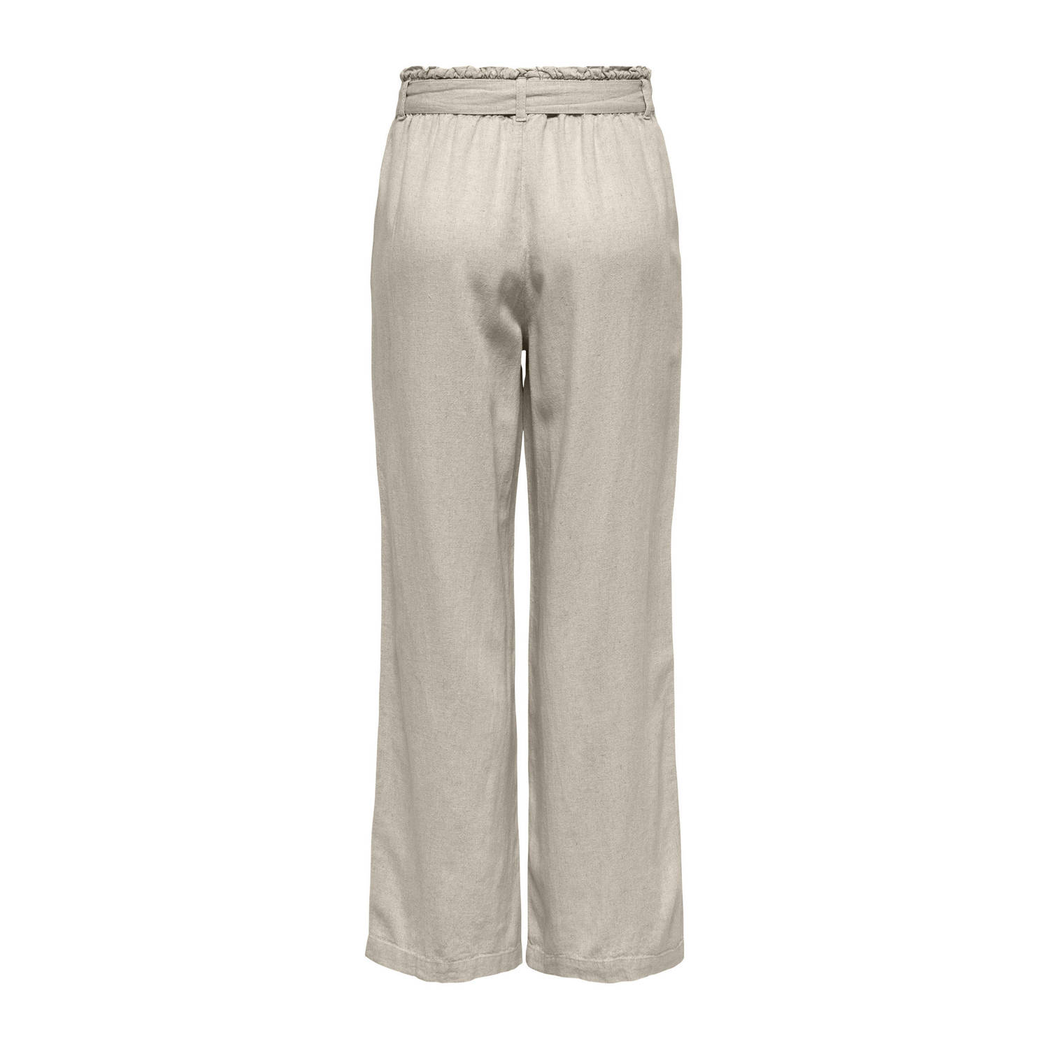 JDY linnen wide leg regular waist casual broek lichtgrijs