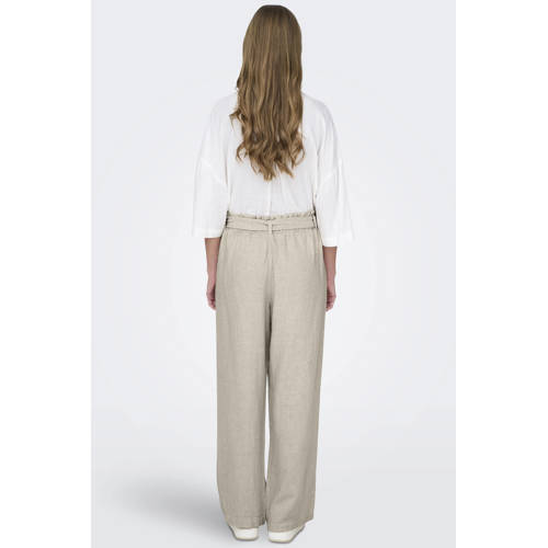 JDY linnen wide leg regular waist casual broek lichtgrijs afbeelding