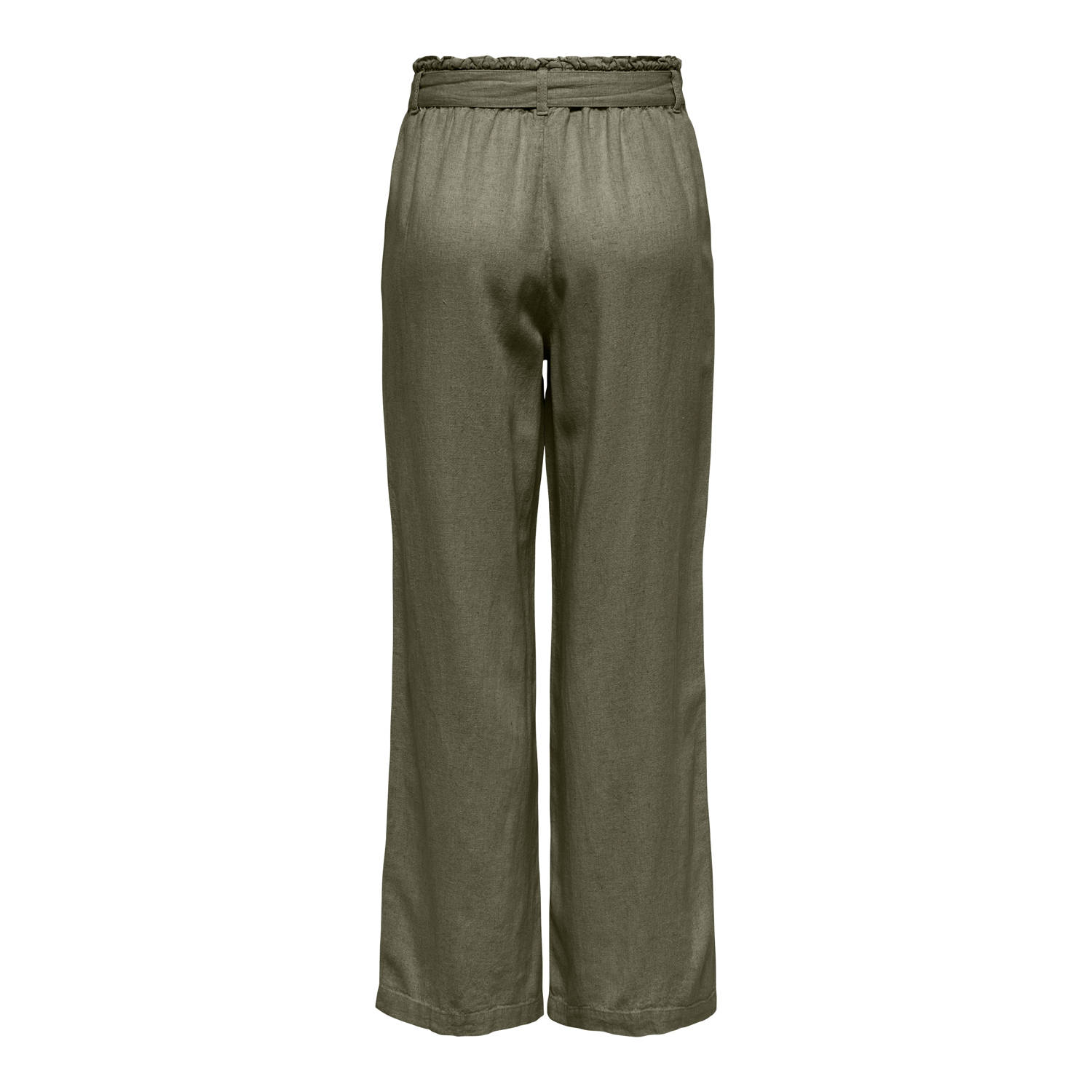 JDY linnen wide leg regular waist casual broek groen