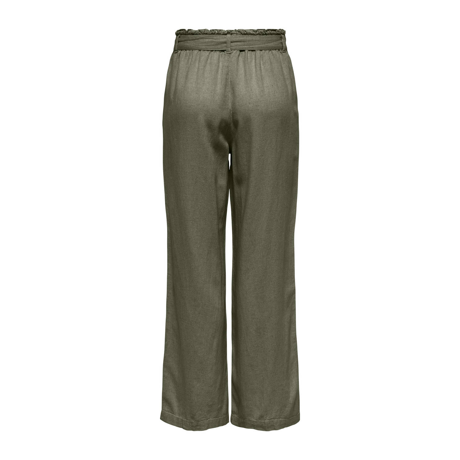 JDY linnen wide leg regular waist casual broek groen