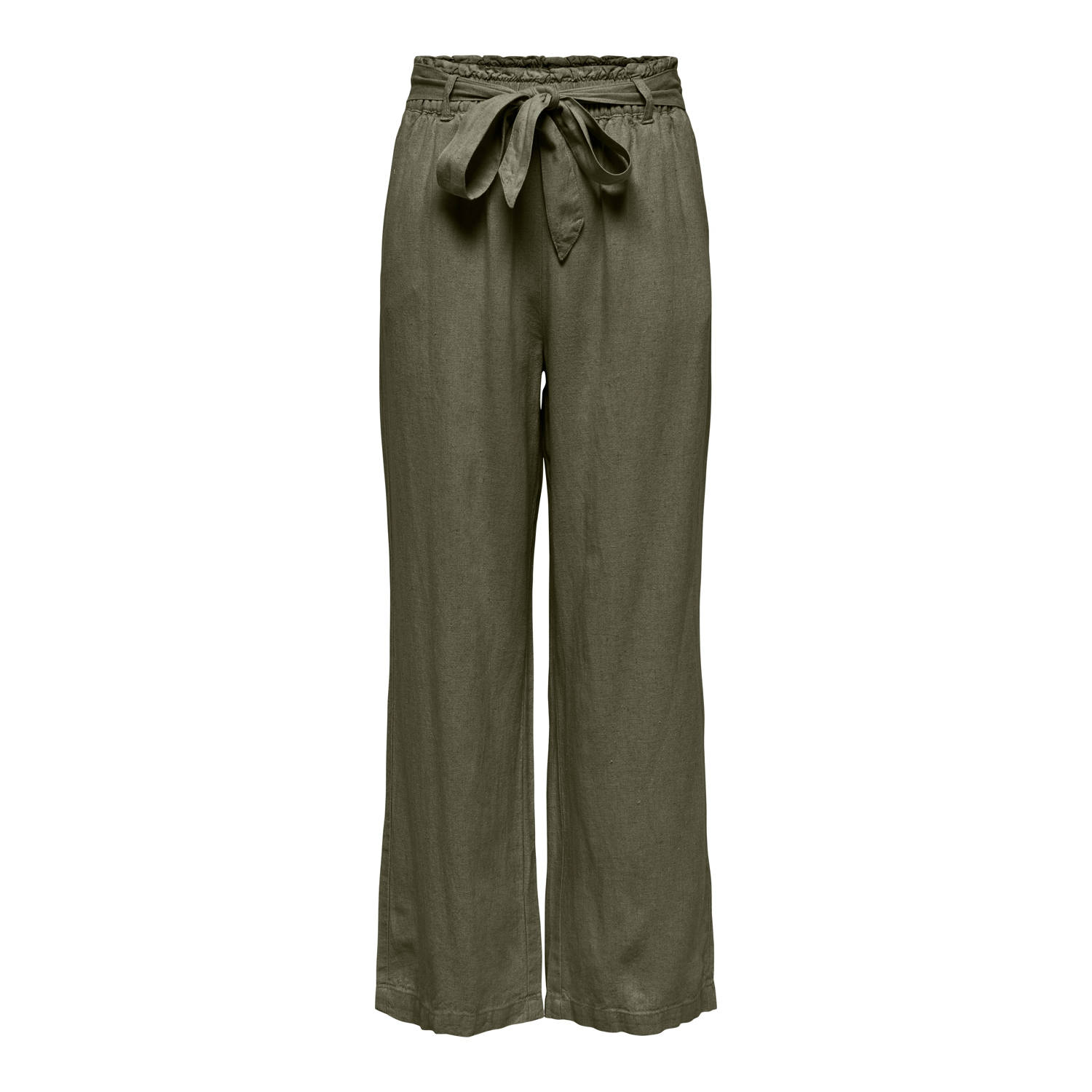 JDY linnen wide leg regular waist casual broek groen