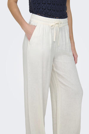 linnen high waist casual broek wit