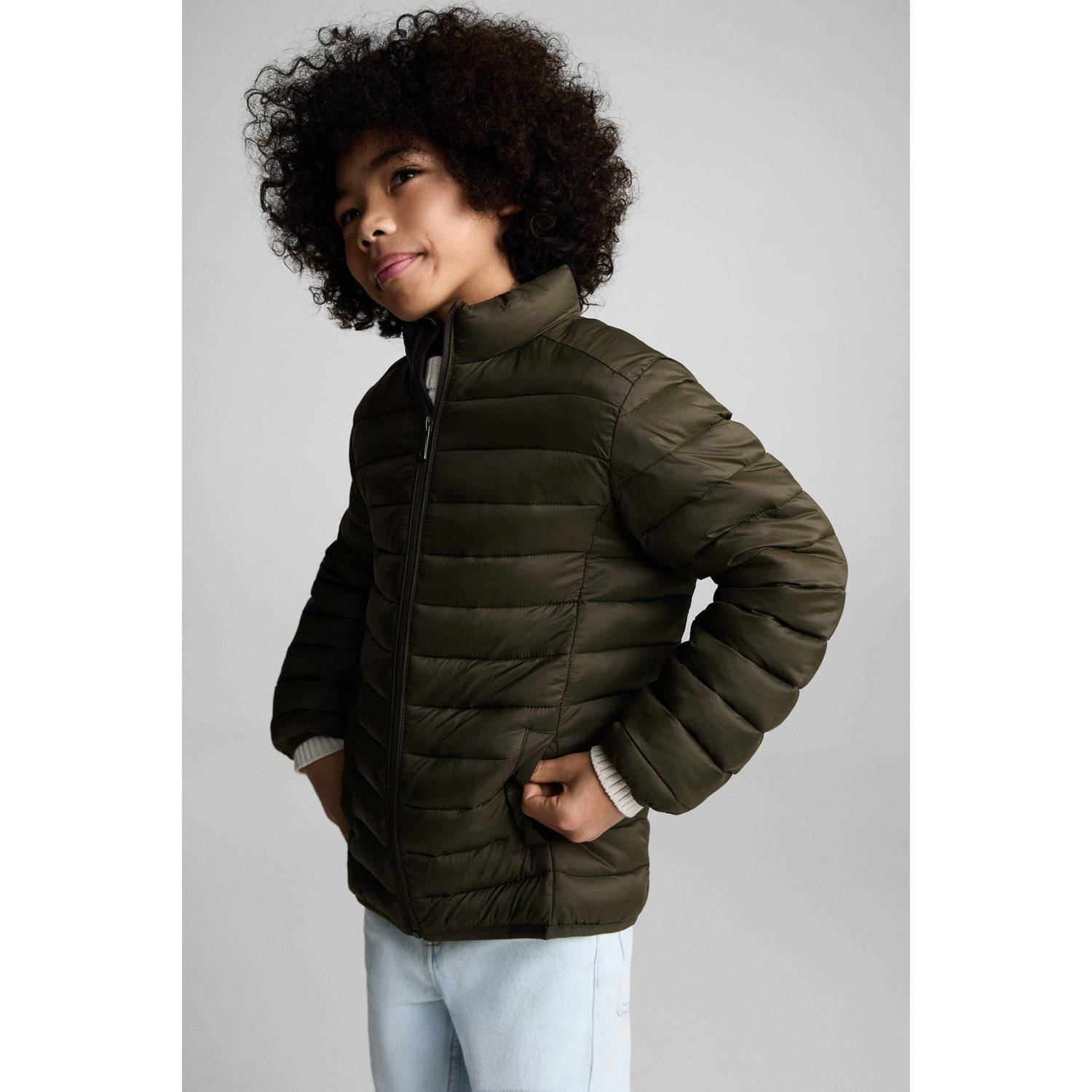Mango Kids gewatteerde jas kaki