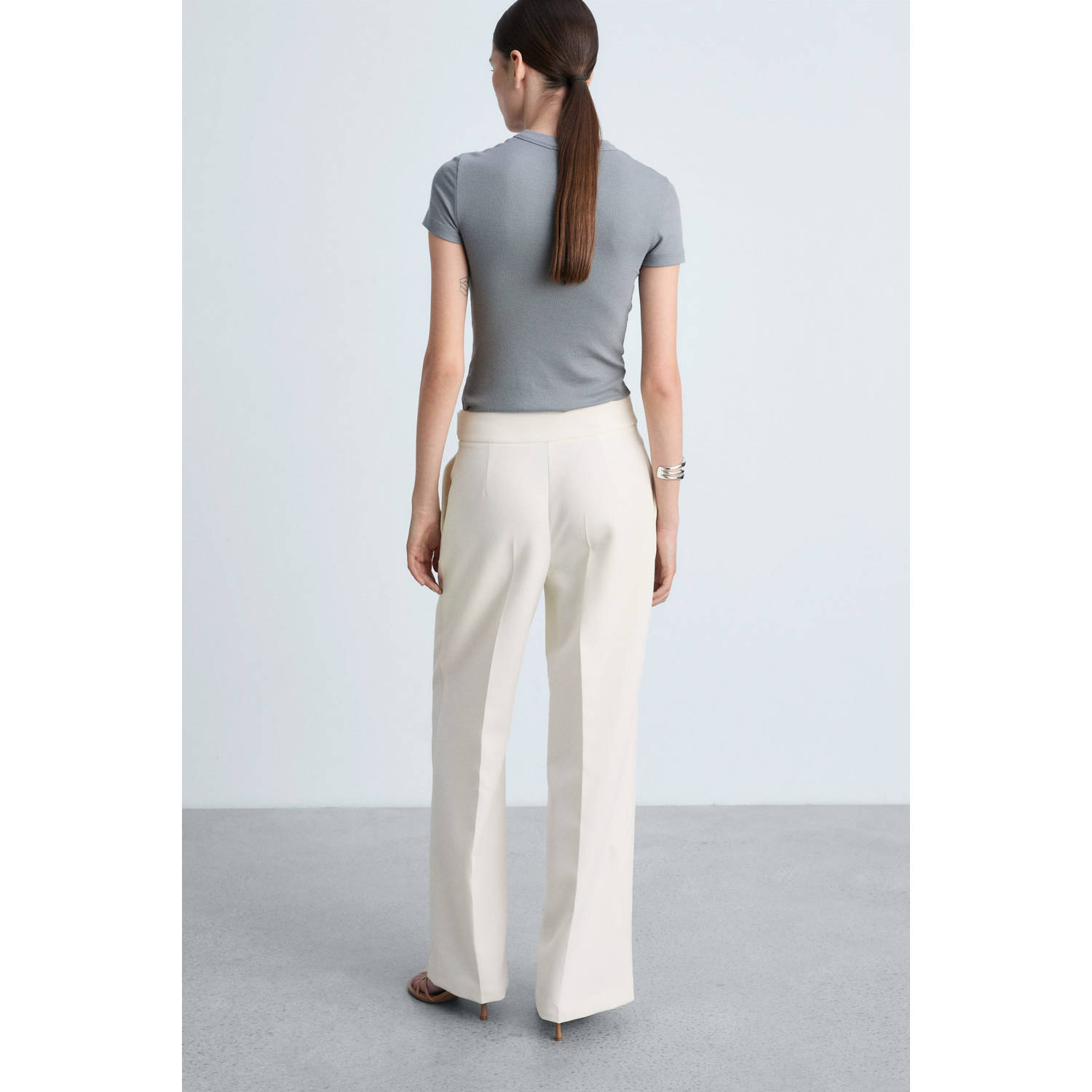 Mango straight regular waist pantalon ecru