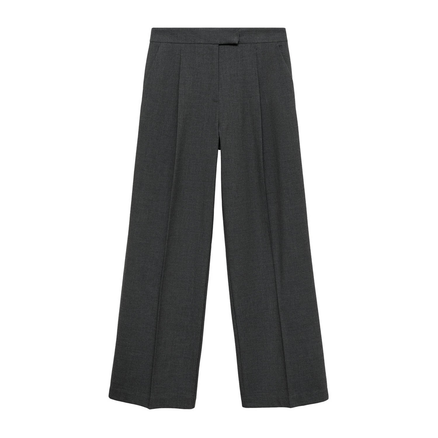 Mango straight regular waist pantalon grijs