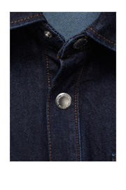thumbnail: Dark blue denim dames Mango straight jumpsuit dark blue van denim met knoopsluiting en effen