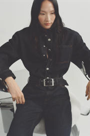 thumbnail: Mango denim straight jumpsuit dark blue denim