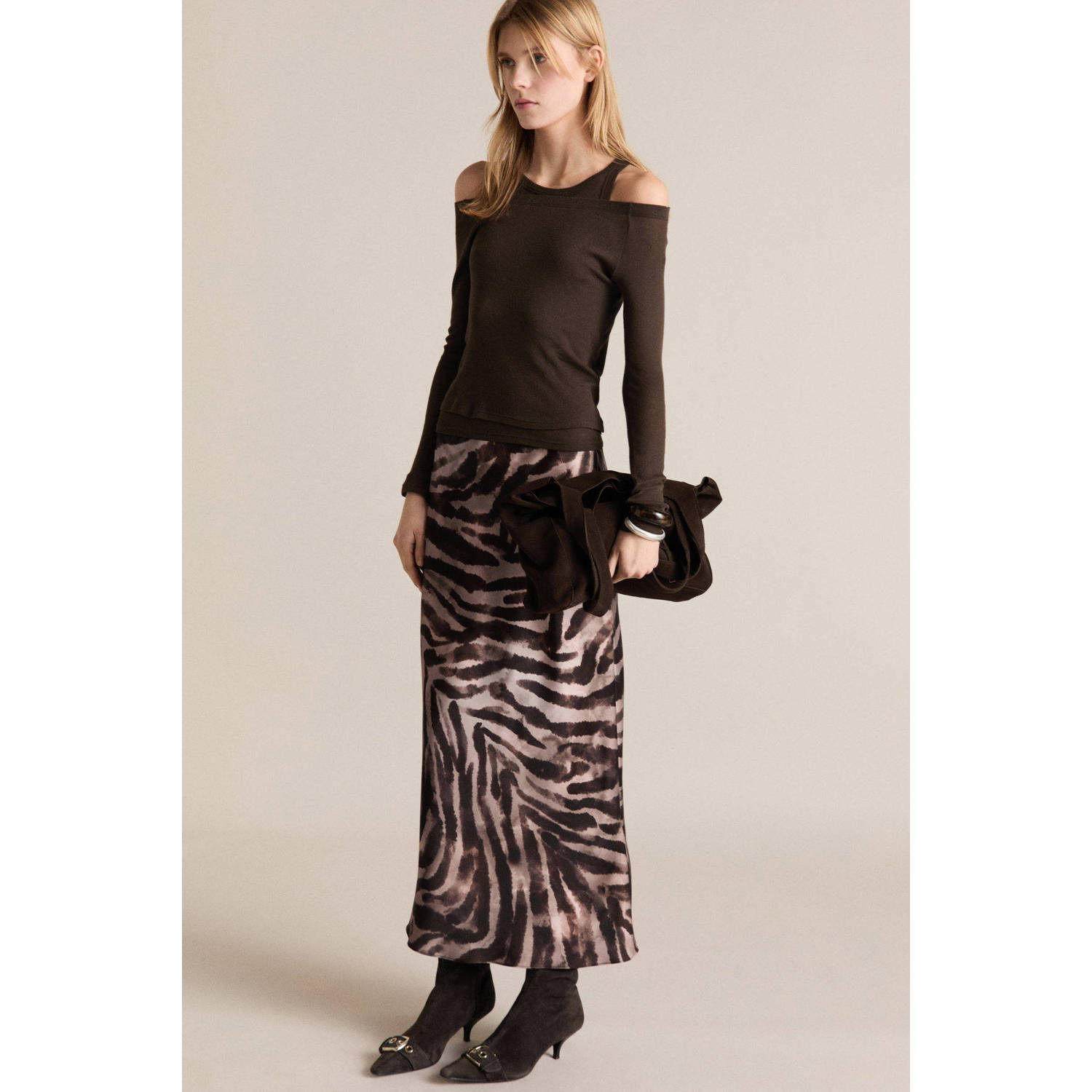 Mango maxi rok bruin