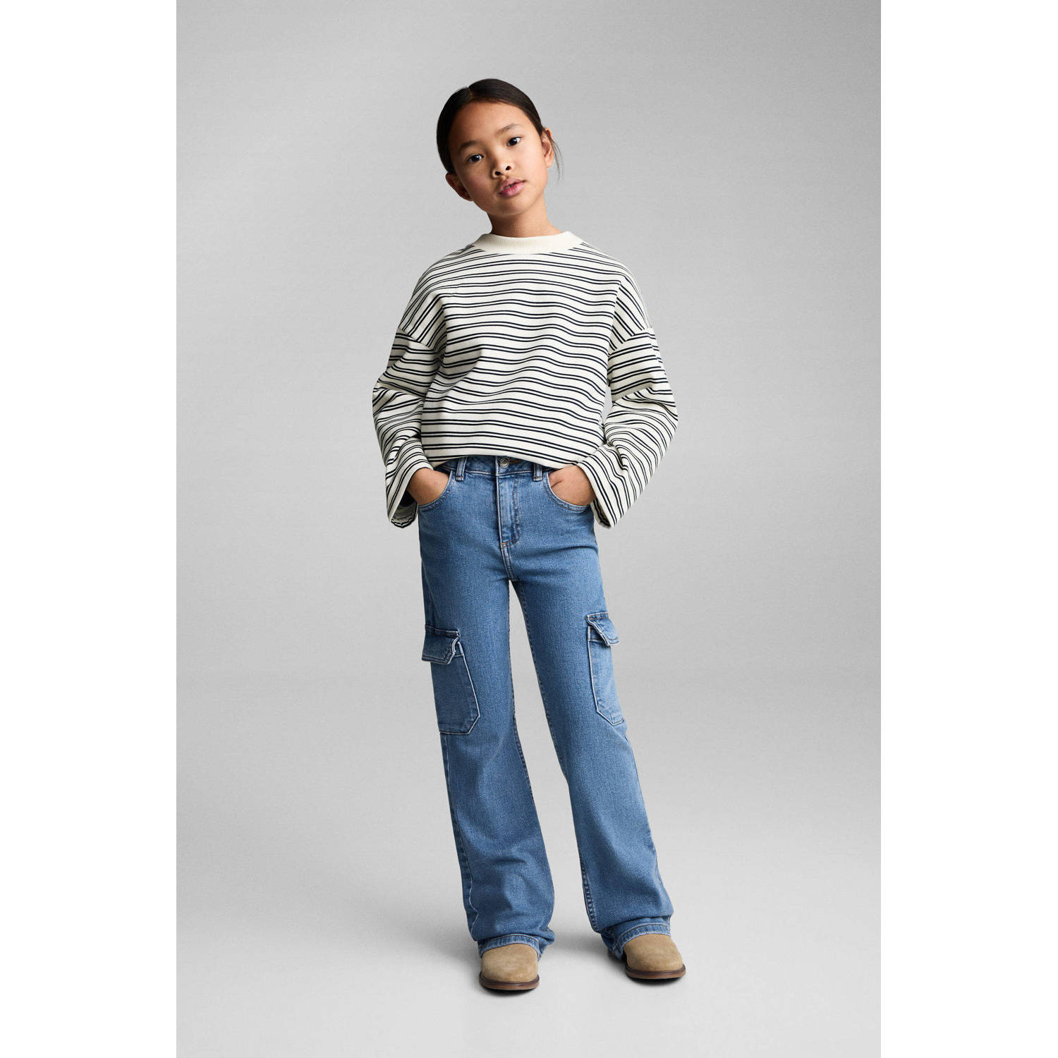 Mango Kids flared jeans medium blue denim