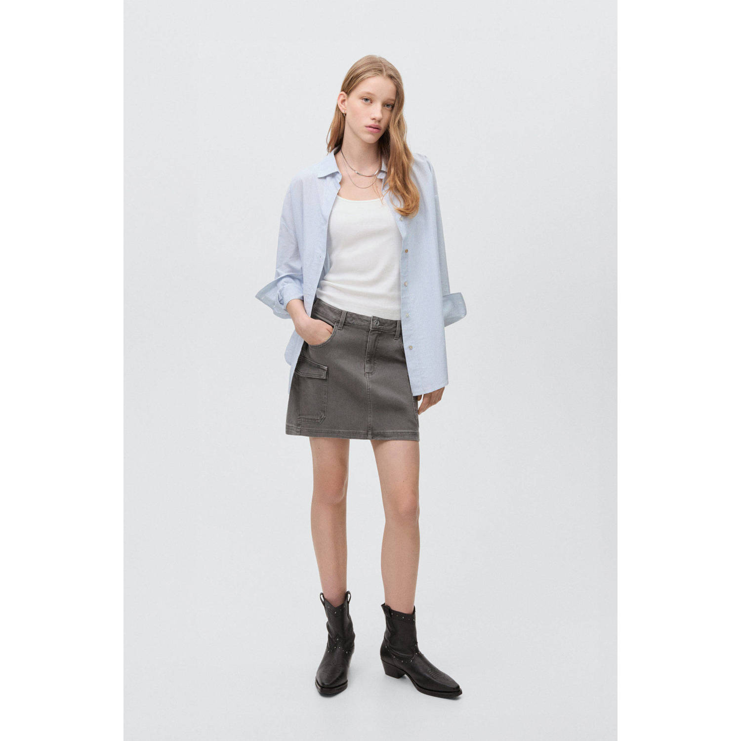 MANGO TEEN spijkerrok grey denim