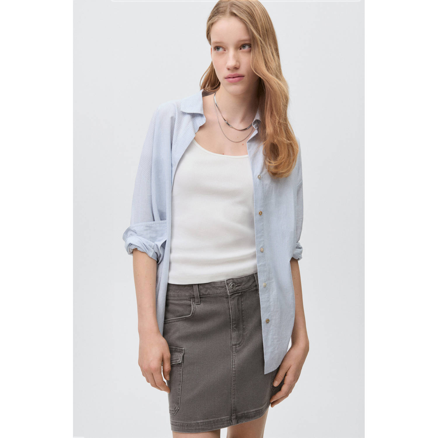 MANGO TEEN spijkerrok grey denim