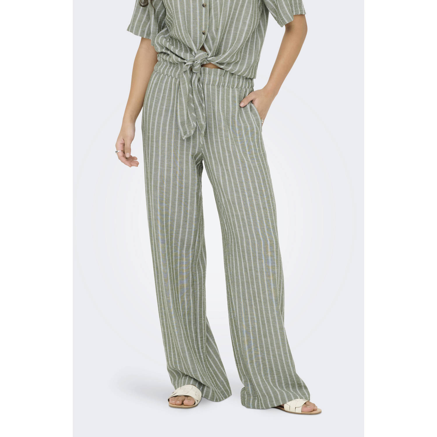 JDY straight high waist casual broek lichtgroen