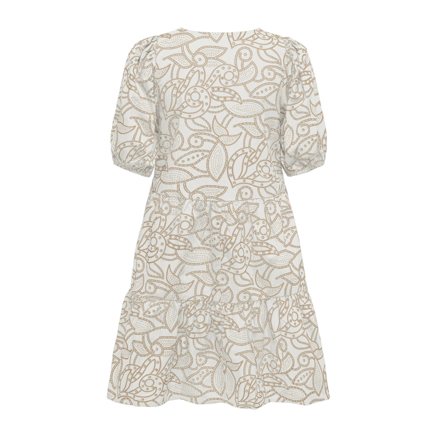 JDY midi jurk broderie beige