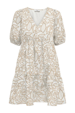midi jurk broderie beige