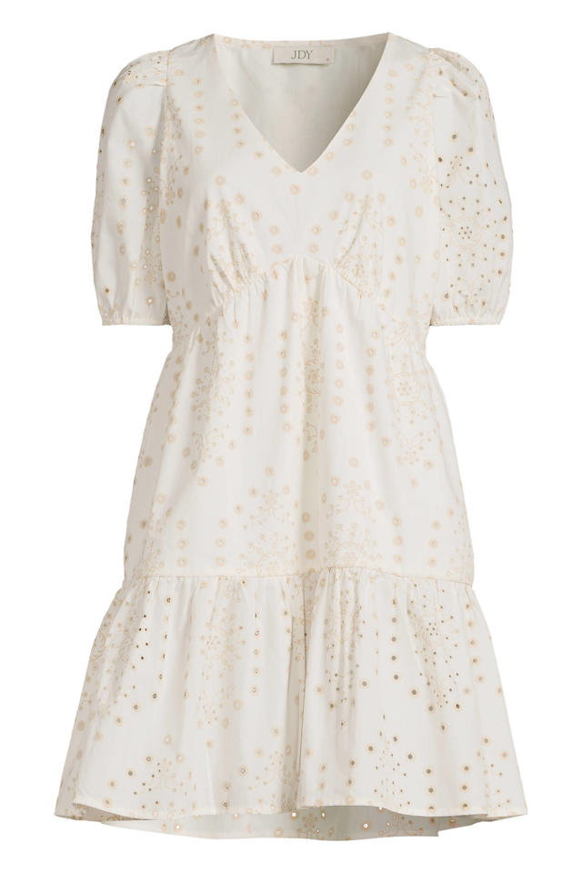JDY midi jurk broderie beige kopen? Morgen in huis wehkamp