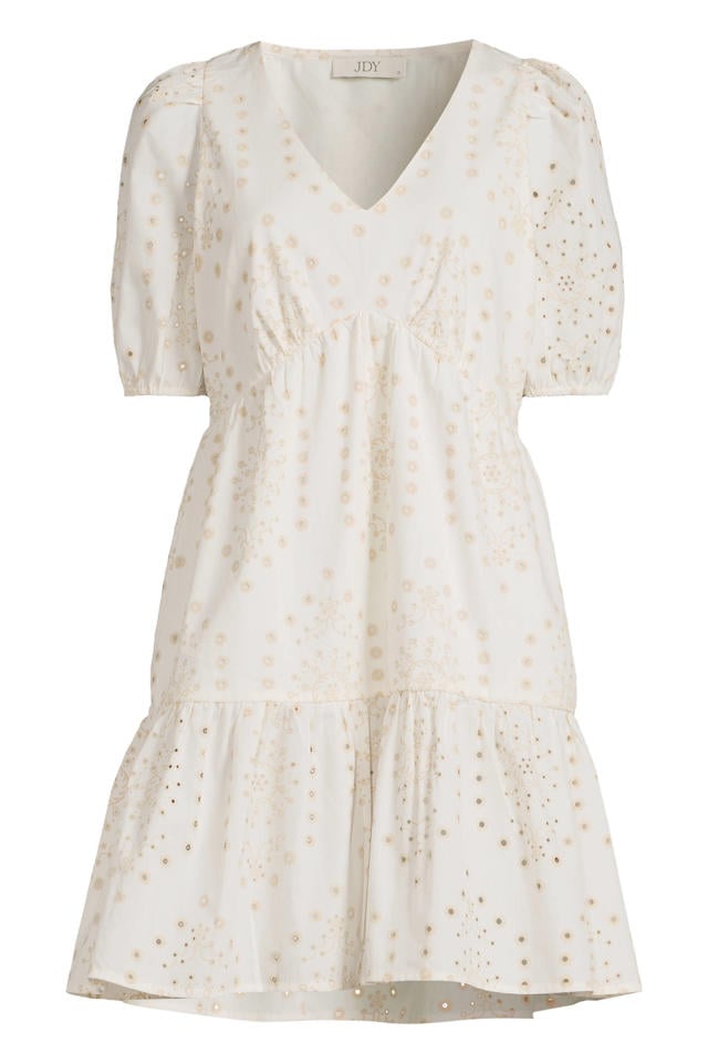JDY midi jurk broderie beige kopen? Morgen in huis wehkamp