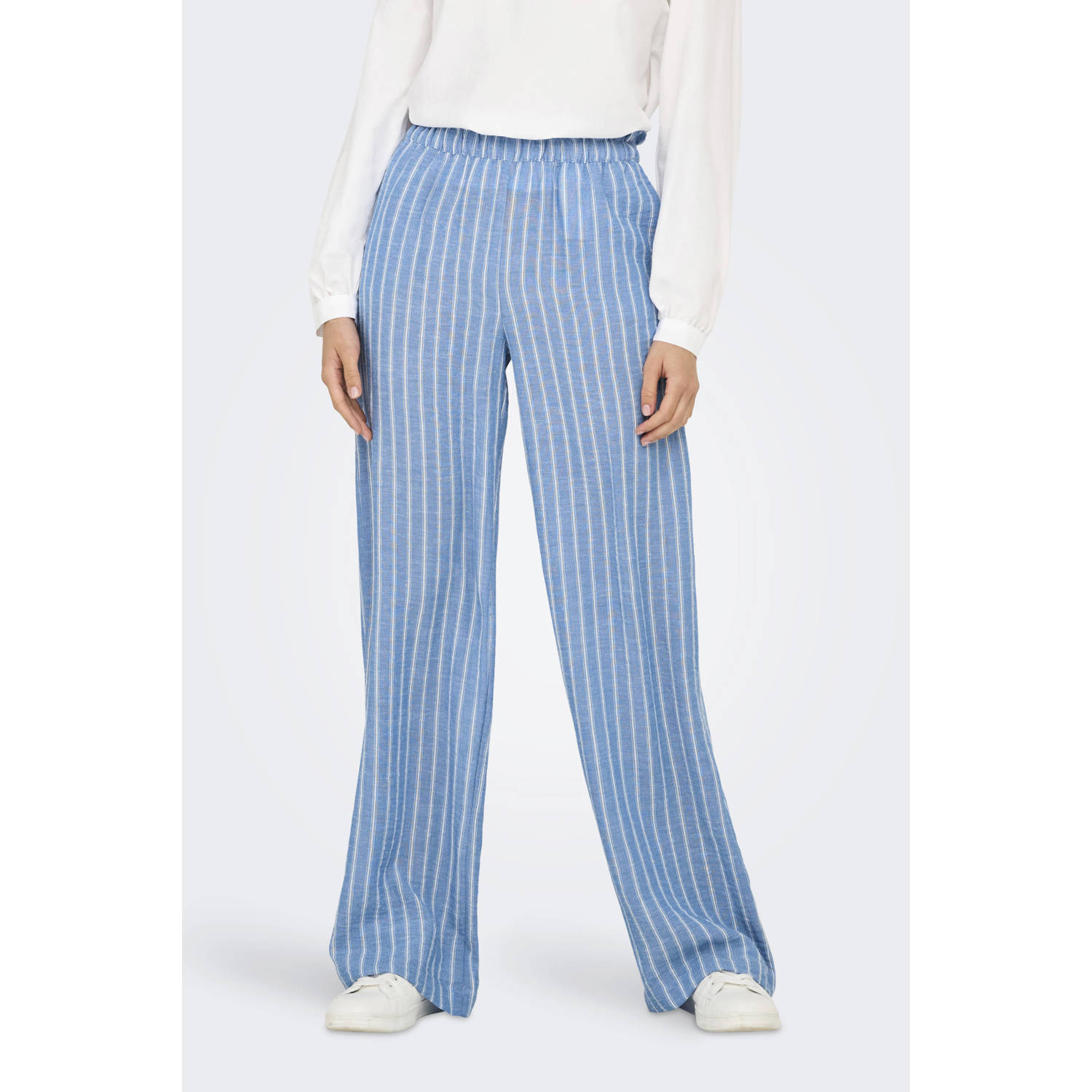 JDY straight high waist casual broek blauw