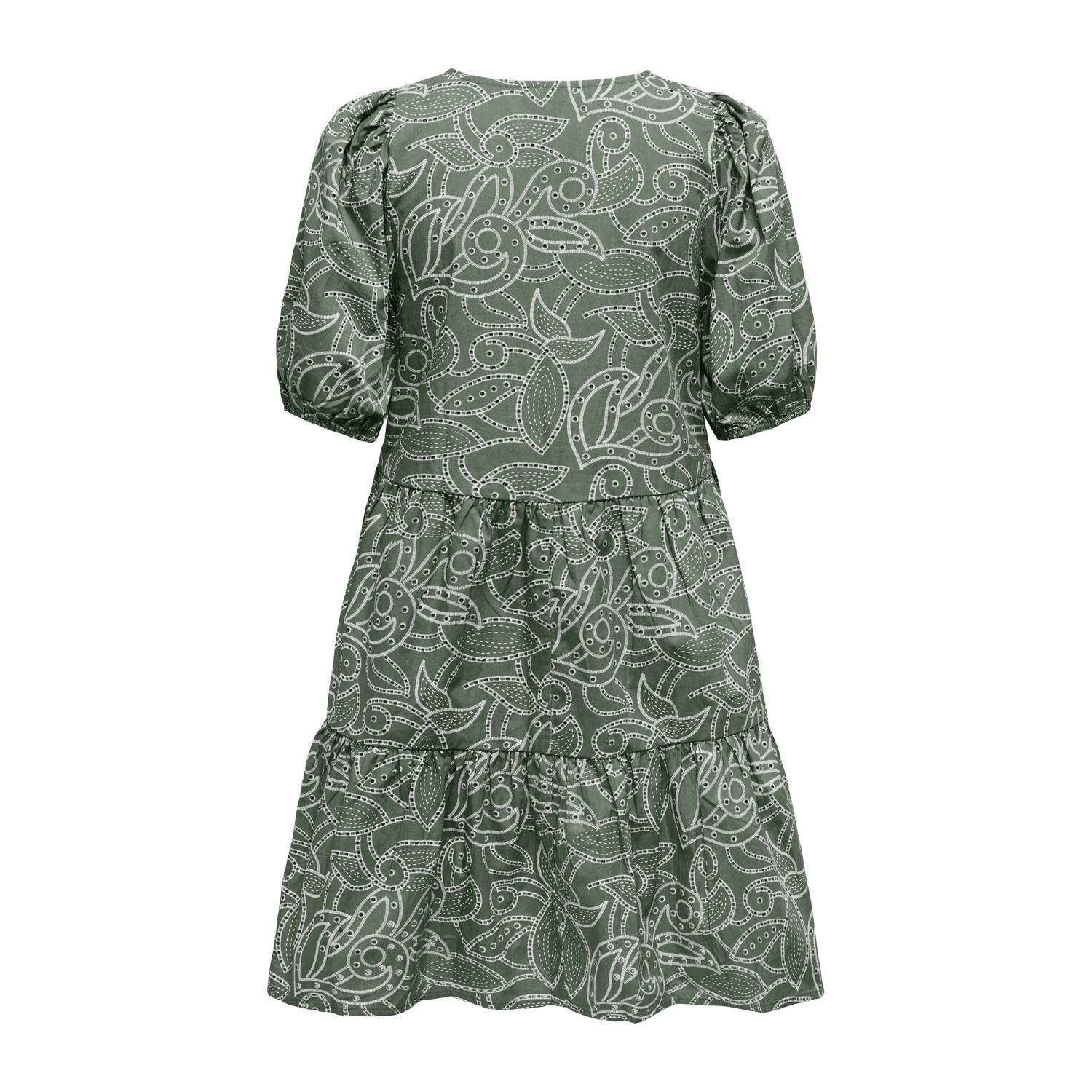 JDY midi jurk broderie groen