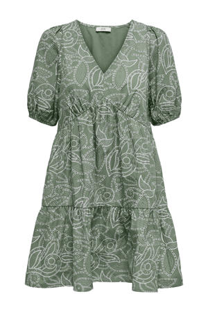 midi jurk broderie groen